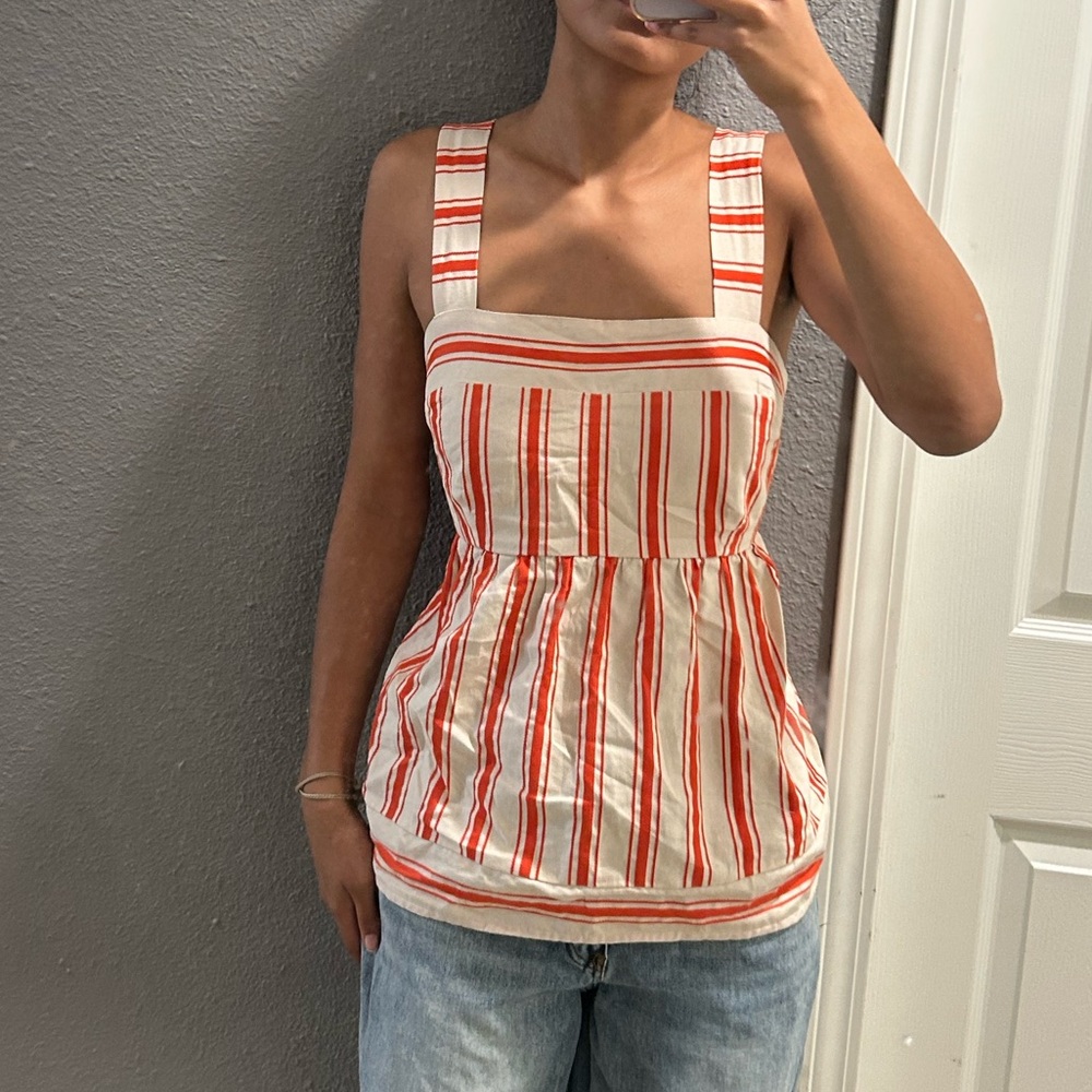 CAbi Red and White Striped Tank Top
